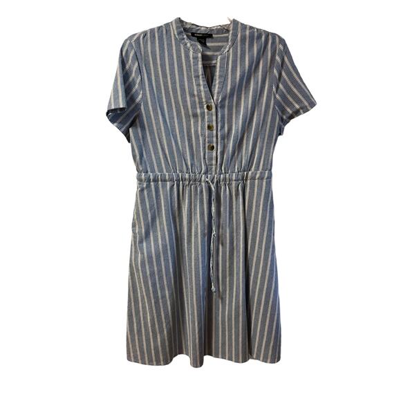 Robert Louis Light Wash Denim Style & White Stripe Dress SzL - Picture 1 of 9